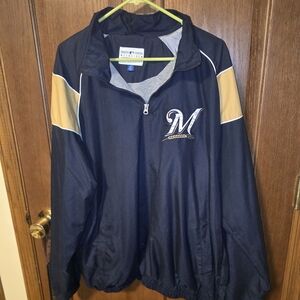 Men's Quarter Zip Windbreaker Style Lined Jacket (L)